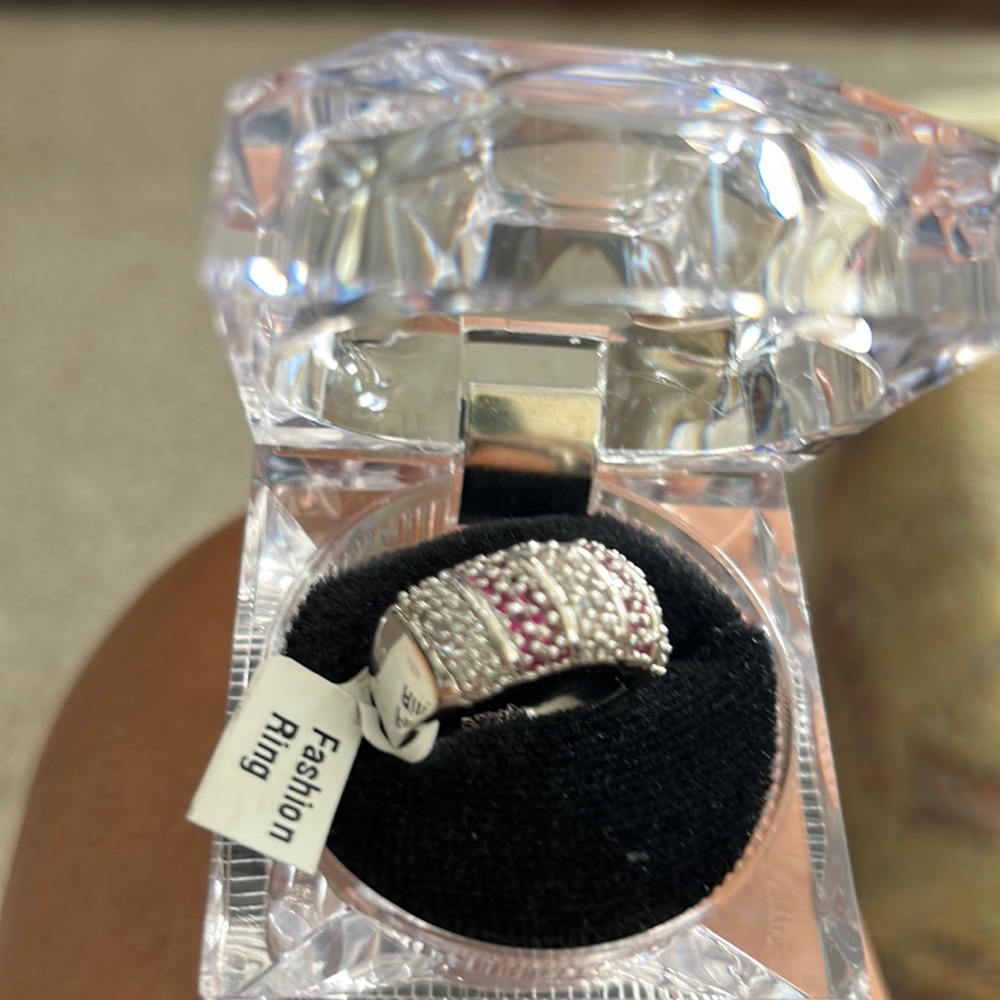 Fashion ring Silver Red stones